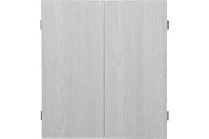 Unicorn Dartboard Cabinet | Maestro | Compact Square Case | Wipe-Clean Scoring Blackboard | Grey Veneer Woodgrain Effect