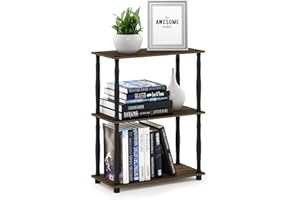 Furinno Estante De Exhibición Nogal de Columbia/Negro Tubos clásicos