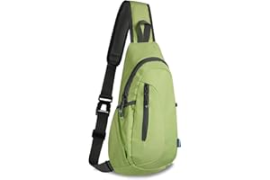 TITECOUGO Small Sling Bag Lightweight Crossbody Canvas Bag for Women Rucksack for Men Running Backpack Travel Chest Pack Shoulder Daypack for Gym Work Sports Hiking Outdoor Green