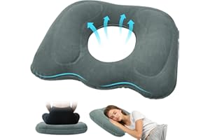 HAGOT Nadmuchiwana poduszka na hemoroidy, poduszka Coccyx, przenośna poduszka podróżna na wózki inwalidzkie, krzesła biurowe, szara