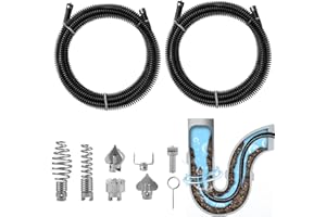 GYHMTOO Espiral de limpieza de tuberías de 2 x 3 metros, diámetro en espiral de 12 mm, con 6 cabezales de corte para desatascador y 1 adaptador eléctrico, espiral de limpieza de tuberías de acero, limpiador