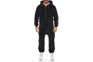 Crazy Age Herren Jumpsuit aus kuscheligem Teddyfleece/Flauschig und warm/