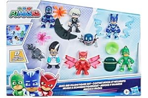 PJ Masks Hasbro Super Pigiamini, Eroi e Cattivi, Set per Età Prescolare con 7 Action Figure con 10 Accessori, per Bambini Dai 3 Anni in Su, Multicolore, ‎38.1 x 4.4 x 27.9 cm