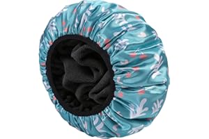 E ENASUE Wiederverwendbare 3-lagige Duschhaube,Extra-große wasserdichte Duschhaube, geeignet für alle Arten von langem Haar,Verstellbare Damen-Duschhaube, ideal für Mädchen, die sich schminken (Grün)