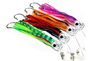 KUNSILANE Trolling Skirt Tuna Lures Set of 8 inch/9 inch for Mahi Marlin Dolphin Wahoo Shark with Rigged Hooks Big Game Fishing Lure