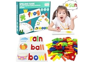 UGBO Juguetes Montessori Juego de Armar Palabras Abecedario de Madera Puzzle Juguetes Educativos 3 4 5 6 Años Aprendo Letras Juegos Montesori Jueguetes Aprender a Leer Flashcards Ingles para Niños Niña