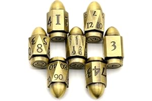 Set di dadi a proiettile, dadi in metallo per revolver, ZHOORQI D6, dadi per pistola D&D, regali per dungeons and drons, Pathfinder, Warhammer 40k o giochi da tavolo a tema (7 bronzo)