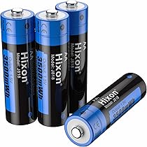 Hixon Lithium AA-batterijen, oplaadbare 1,5 V AA lithium batterij, 3500 mWh en 1600 lange cycli, 8 stuks lithium 1,5 V AA batterij met wit snel opladen LCD-display oplader