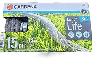 Gardena manguera textil Liano Life 1/2 pulgadas, 15m: Manguera de jardín de tejido textil muy flexible, con manguera interna de PVC, sin dobleces, ligera, resistente a la climatología (18445-20)