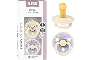 BIBS Colour Studio smoczek, 2 sztuki, nie zawiera BPA, sutki w kształcie wiśni, kauczuk naturalny/lateks, wyprodukowano w Danii, rozmiar 2 (6-18 miesięcy), jaśminowa kość słoniowa