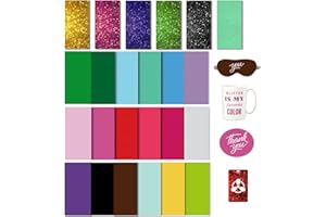 ‎YUMSUR Infusible Transfer-Tintenblätter für Wärmepressmaschine, einfarbiges Transferpapier, Sublimation für Cricut-Tassenpresse, 24 Stück, Glitzer, vorgefärbtes Sublimationspapier für T-Shirts, Tasse