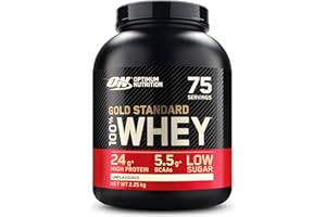 Optimum Nutrition Gold Standard 100% Whey, Proteína en Polvo para Recuperacíon y Desarrollo Muscular con Glutamina Natural y Aminoácidos BCAA, Sin Sabor, 75 Dosis, 2.25 kg