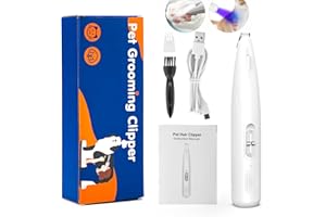 Kriogor Dog Paw Clippers Cat Paw Trimmer with LED & Purple Lights 2-Speed, Cordless Low Noise Dog Hair Trimmer for Paws Hip Ears Eyes Face of Dogs Cats Small Animals