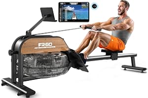 VOWVIT Rameur pour la Maison Résistance à l'eau Rameur : réservoir d'eau de 28 l - avec Moniteur LED Bluetooth et Support de Tablette réglable - Taille adaptée pour Max. 200 cm