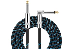 CJMUQHEHH Gitarrenkabel 3m 6,35mm Klinkenkabel TS Instrumentenkabel mit Rechtwinkligem Stecker | Kompatibel mit E-Gitarre, Bass, Verstärker, Pedalen, Keyboards, Mikrofon | Aux Kabel für Professionellen Klang