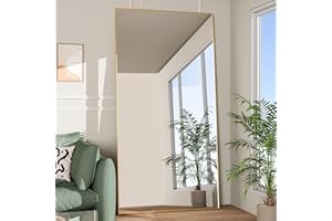 NEUWEABY Full Length Mirror 193x86 cm Floor Mirror Large gold Body Mirrors Rectangle for Bedroom Living Room Standing Hanging or Leaning Against Wall Aluminum Alloy Frame
