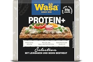 ‎WASA Wasa Selection Protein+ 200g I Knäckebrot aus 41% Weizenvollkornmehl, mit Leinsamen und Mohn verfeinert
