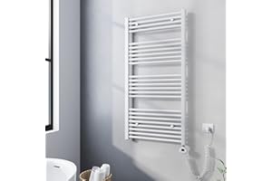 Meykoers Secatoallas electrico 1200x600 mm Radiador toallero baño blanco con termostato digital Calentador de toallas eléctrico para baño