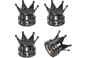 PATIKIL Korona zaślepki na zawory opon, 4 szt. zaślepki na zawory do opon, osłony na opony samochodowe, z gumowym pierścieniem, uniwersalne, do roweru, SUV-a, motoryzacji, czarne