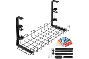 SITAYAKUMA Bandeja de Gestión Cables Debajo Mesa Escritorio, Organizador de Cables Caja Esconder Cables Accesorios para Cable Almacenamiento, Soporte Regleta Cables Bajo Ordenador Mesa para Gaming, Oficina