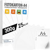 25 Sheets White Craft Cardstock 300 g/m&sup2; Pure White Paper DIN A4 21 x 29.7 cm White Printer Paper Unprinted for Photography,
