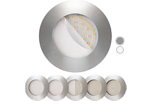 SCANDINAVIAN HOME LYSEA Scandinavian home Juego de 6 focos LED y regulables WarmDim 230V 5,8W blanco cálido 60mm - 70mm I baño I CRI 90 580lm 3100K 68mm I Diseño en acero inoxidable con vidrio esmerilado