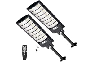 WOWSPEED 800W Lampadaire Solaire Exterieur avec Détecteur de Mouvement & Télécommande 2 Pièces - 792 LEDs 6500K 80000LM Solaire Exterieur Lampadaire IP65 Impermable Lampadaire Solaire Exterieur pour Parking
