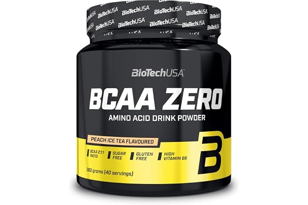 BioTechUSA BCAA Zero | Acides aminés essentiels en poudre | 6g BCAA avec L-Leucine instantanée | Vegan | Sans sucre, sans lactose, sans gluten, 360 g, Thé glacé à la pêche