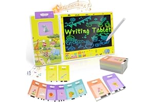 TUNJILOOL Mówiące karty flash z zabawkami dla maluchów tablet do rysowania, 224 słowa kieszonkowe słowa, słyszalne fiszki, odporne na upadki tablet do pisania LCD, zabawki edukacyjne dla 2, 3, 4, 5, 6