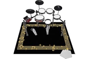 Tkuhknag Tapis de Tambour, Tapis de Batterie Antidérapant, Tapis Insonorisant, 110 x 80 cm Tapis Batterie électronique pour Grosse Caisse, Caisse Claire et Autres Instruments, Tapis pour Batterie