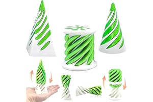 ACKYGETRICH Impossible Pyramid Passthrough Sculpture - 3Pcs 3D Printed Spiral Cone Fidget Toy, Stress and Anxiety Relief Toy, Pass Through Pyramid Fidget Toy for Adult Children (White green)