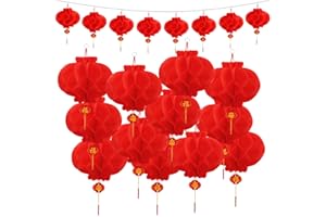 FAMCUCHE 20 Pcs Chinese Lanterns, 2026 Chinese New Year Decorations, 10 Inch Waterproof Red Paper Lanterns with Tassels, Traditional Hanging Decorations for Spring Festival Wedding Party Supplies