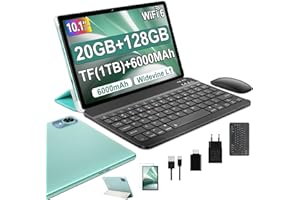fezawio tablet 10 pollici Android 14 20GB RAM+128 GB ROM, Widevine L1/ Octa-Core/tablet 5G WiFi6 / (1TB TF) con tastiera e mouse-(verde)