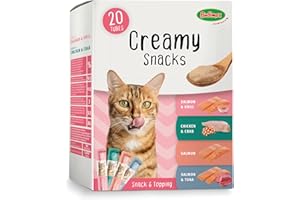 Bubimex - Creamy Snacks Multipack - Friandises Crèmes à Lécher pour Chats - Texture Lisse, Onctueuse et Appétissante - Stimule l'Appétit et Favorise l'Hydratation - 20 x 15g
