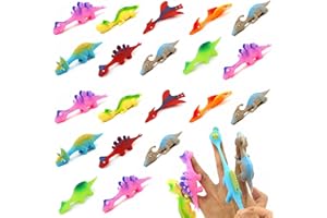 Landrain 20 Stück Schleuder Dinosaurier Finger, Slingshot Dinosaur, Dino Party Spielzeug Zufällige Farb