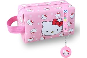 YUMCUTE Trousse Maquillage Femme Voyage Dessin Animé Classique, Kitty Trousse de Toilette avec Miroir Double Face, Trousse Maquillage Voyage, Grande Capacité, Cadeau Pochette Maquillage