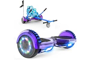 RCB Hoverboards with Go Kart Seat Bundle for Kids Segways Built in LED lights Bluetooth Speaker Hoverboards, Gift for Kids and Adult