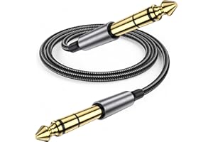 AVIGERS 6.35mm (1/4 inch) male to 6.35mm (1/4 inch) male audio cable, (2M/6.6Ft), Guitar Cable, Nylon Braided Guitar Lead for Electric Guitar Bass, Amp, Speaker, Keyboard, Mandolin, Pro Audio, and More