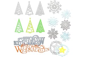 ANIMACOSER 8 Stück Stanzschablonen Weihnachten Weihnachtsbaum Frohe Weihnachten Schneeflocke Prägeschablonen Stamping Schablone für Diy Album,Scrapbooking,Karten