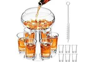 ‎ALEVMOOM ALEVMOOM Schnapsglasspender und Halter, Verstellbarer Acryl-Schnapsspender mit 6 Trinkgläsern aus lebensmittelechtem Plexiglas, für Bierspender für Bar-Partys, Trinkwerkzeuge mit Bürste