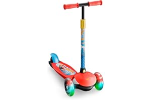DQB DEQUBE DEQUBE- Patinete Infantil Hot Wheels 3 Ruedas - Ajustable- Ruedas LED y Freno Trasero - Plegable y fácil de Transportar - Ultraligero y Seguro (Deqube 914D00184)