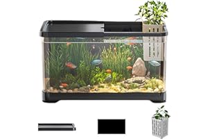FANELOD Kit de Démarrage d'Aquarium Polyvalent - Pour Poissons Rouges, Méduses, Guppy - Petit Ensemble Décoratif d'Eau Salée Avec Panier