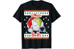BCC SANTA'S CHRISTMAS SHIRTS & JOLLY GIFTS GINgle Bells Gin Tonic Glass Santa Brutto Maglione Natale Maglietta