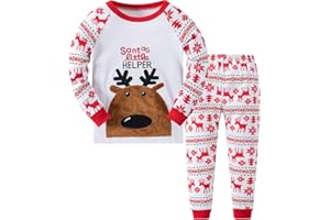 MIXIDON Kids Christmas Pyjamas Set 100% Cotton Boys and Girls Xmas Pjs Toddlers Long Sleeve Pyjamas 2 to 11 Years