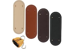 Novstuf Fondo Borsa Uncinetto, Set di 4 Basi Borsa Pelle PU Fondo Borsa Riutilizzabile Borse Mano Tracolla Accessori Fai-da-Te Base Borsa Uncinetto per Borse Rotonde Ovali (29.5 * 10cm)