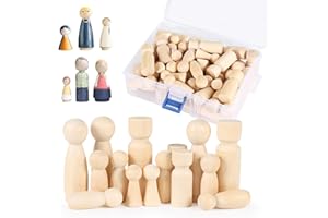 HULAGU 50 Stück Holzfiguren zum Bemalen Natürliche Holz Figurenkegel Holzkegel zum Basteln Figuren aus Holz Spielfiguren für DIY Weihnachten Hochzeit Geburtstag Dekoratio