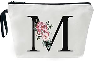 JEKUGOT Personalisierte Make-up-Taschen, Geburtstagsgeschenke für Frauen, Mütter, A-Z Personalisierte Geschenke für Frauen, einzigartige Freundschaftsgeschenke für Frauen, Braut-Kosmetiktasche (M)