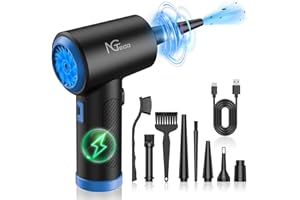 NGTECO Elettrico Rimuovi Polvere Aria Compressa, 3 velocità regolabili, 91000 Giri/Min, spolverino elettrico con luce LED e batteria da 6000 mAh, kit di pulizia per PC/tastiera