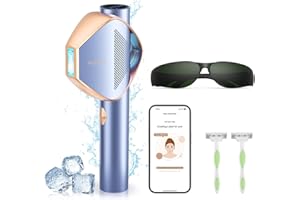 Salloot épilateur lumière pulsée, 4-en-1 Smart PilotX™ APP IPL Épilation Laser pour Femmes et Hommes Visage/Corps/Aisselles, 5°C Sapphire Ice-Cooling Sans Douleur laser epilation (Glow 6 A+)