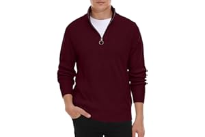 Hisir Men's Jumpers 1/4 Zip Tops Winter Warm Knit Polo Neck Jumper Long Sleeve Soft Cozy Turtle Neck Quarter Zip Knitwear Pullover Sweaters for Men